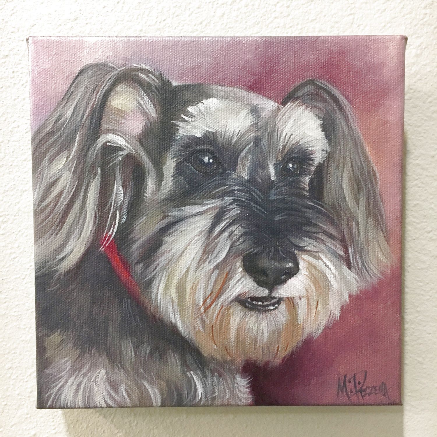 Oil portrait of the schnauzer