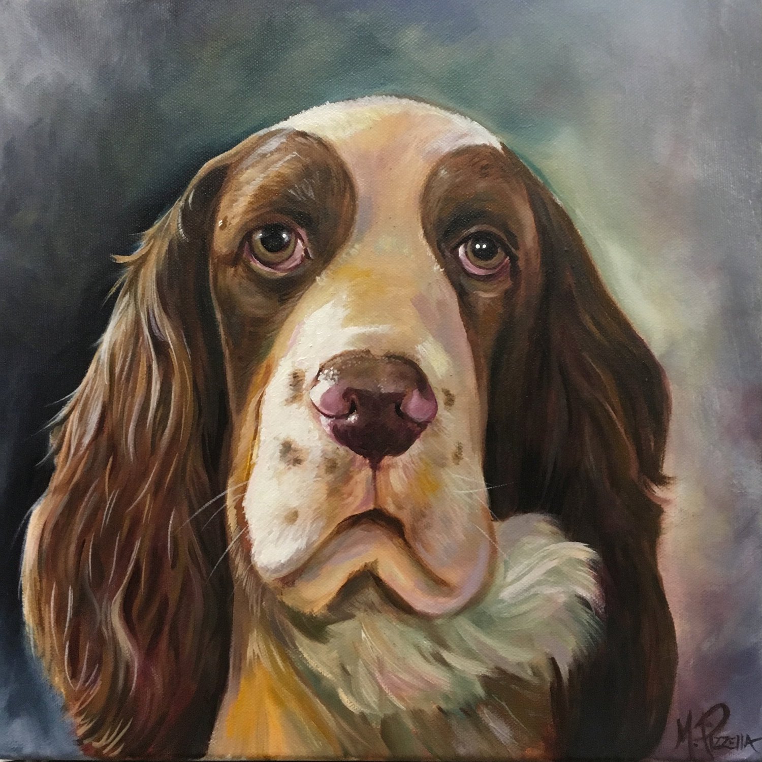 Oil portrait of the spaniel
